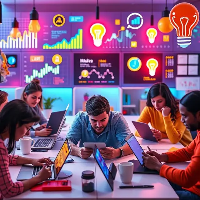 People engaging with blogs and articles on tech, lifestyle, and trends in a digital workspace